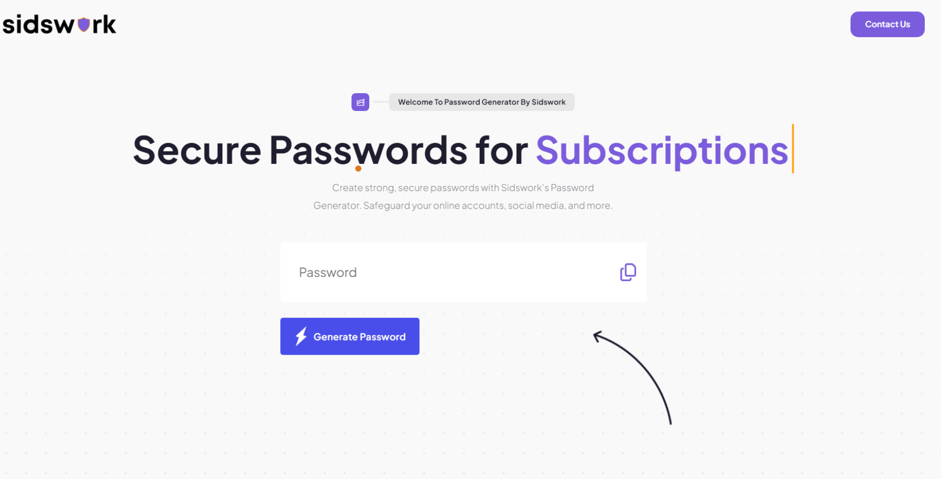 Password Generator – Sidswork